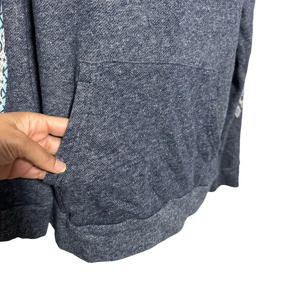 Blue Sweater w/Aztec Patterns on Sleeves - Picture 3 of 6